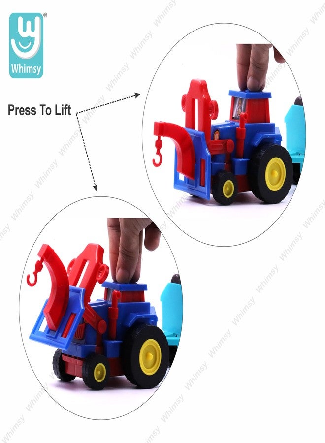 ويمسي مجموعة ألعاب بناء جرار بلاستيكي من WHIMSY للأطفال، جرار يعمل بالاحتكاك مع عربة للأولاد، مناسب للأطفال فوق 3 سنوات، معتمد من BIS - Image 2